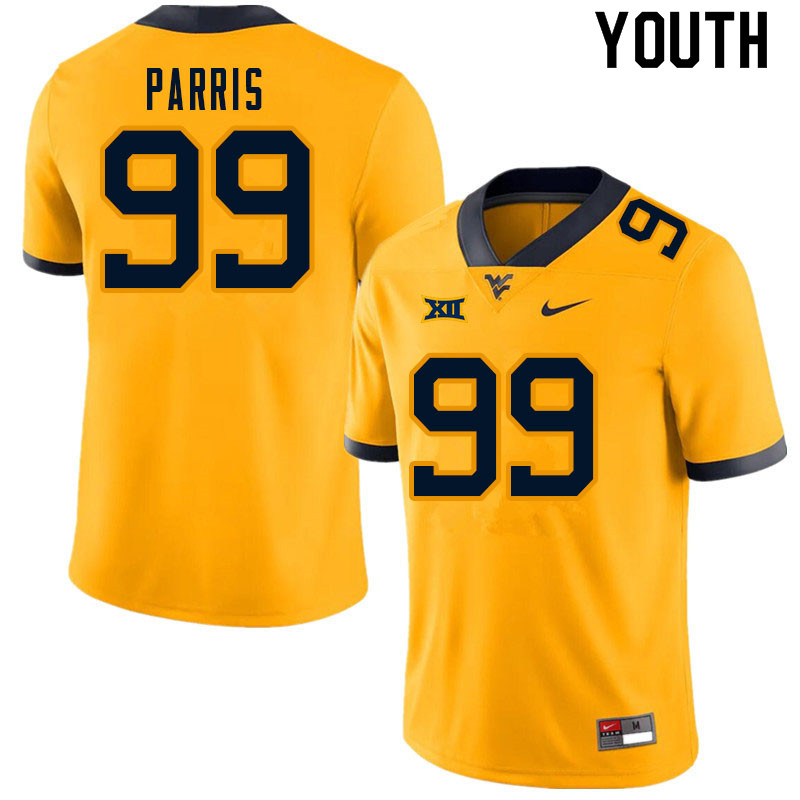 Youth #99 Kaulin Parris West Virginia Mountaineers College Football Jerseys Sale-Gold